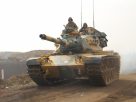 A Turkish Army Force tank is forwarding march in operation olive branch.